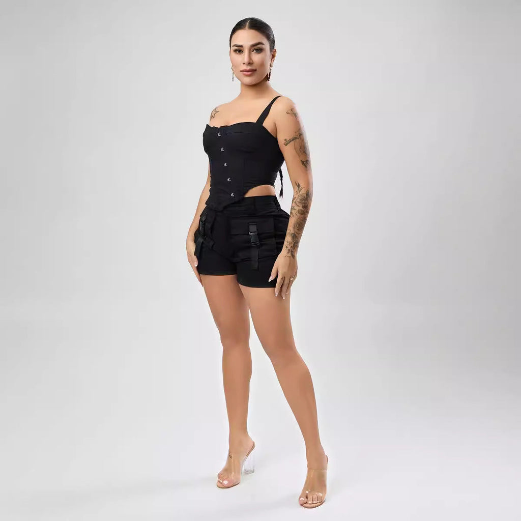 Sexy Non Stretch One Shoulder Top Lace up Single Breasted Boning Corset Irregular Asymmetric Vest Bella Mia
