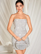 Women Clothing Party Dress Backless Sequin Sling Dress Short Bella Mia