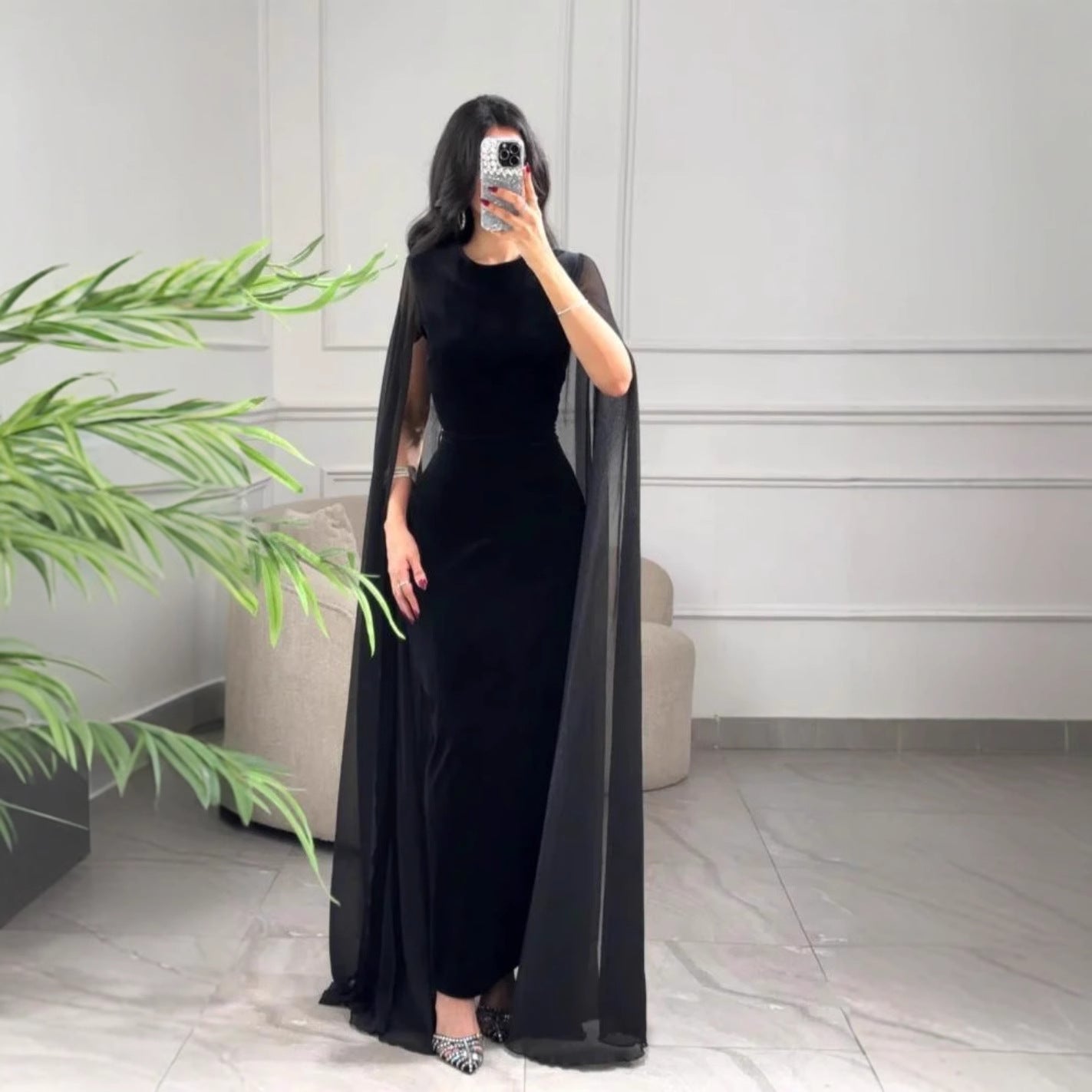 Autumn Winter Women Clothing Middle East Velvet Sheath Sleeve Dress Bella Mia