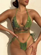 Sexy Bikini Eyelet Micro Triangle Bag Tether Swimsuit Swimsuit Bella Mia