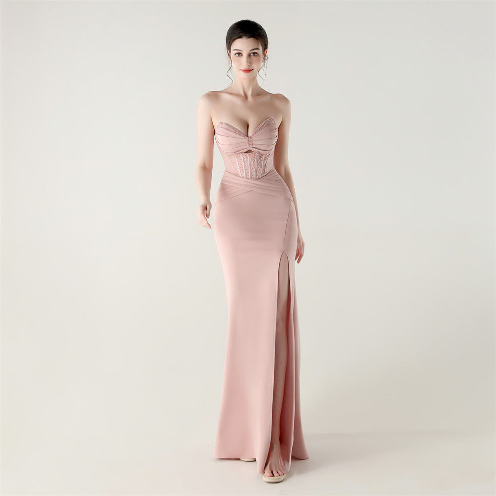 Boning Corset Lace up Waist Controlled Wrapped Chest Pleated Hollow Out Cutout out Cocktail Wedding Red Carpet Evening Dress Bella Mia