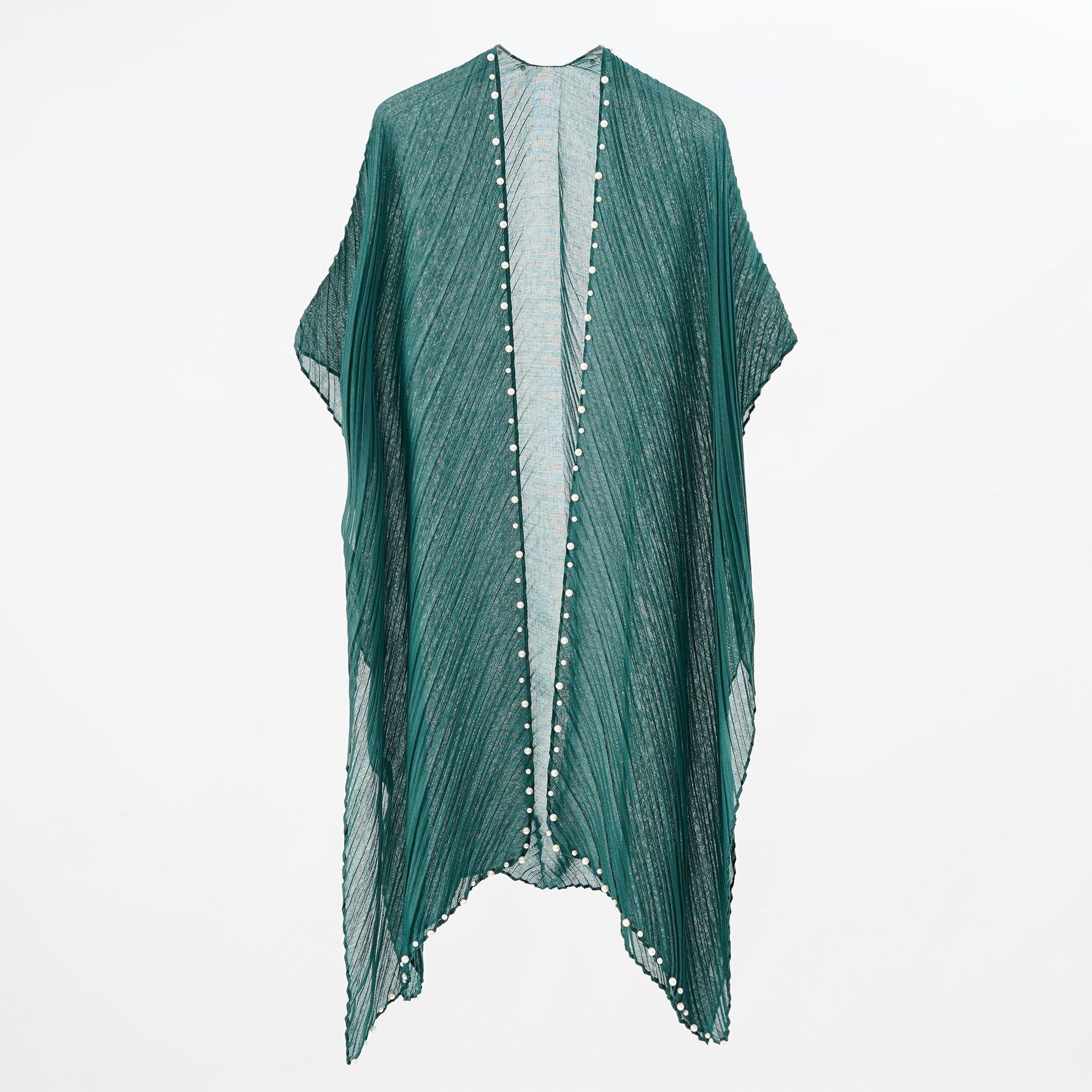 Pearl Breasted Solid Color Blouse Beach Dress Sunscreen Sexy Shawl Blouse Seaside Vacation Cardigan Bella Mia