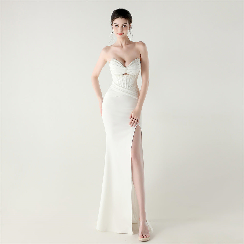 Boning Corset Lace up Waist Controlled Wrapped Chest Pleated Hollow Out Cutout out Cocktail Wedding Red Carpet Evening Dress Bella Mia