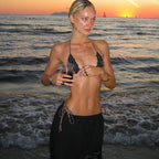 Three Point Leopard Print Lace Lace up Sexy Halter Bikini Skirt Three Piece Set Bella Mia