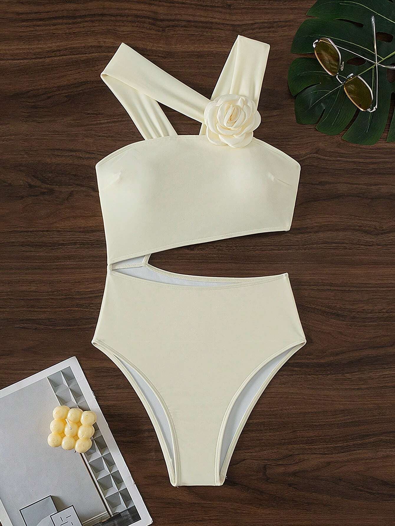 One Piece Swimsuit Sexy Waist Leaking Hollow Out Cutout out Three Dimensional Floral Beachwear Senior Bikini Ladies Bella Mia