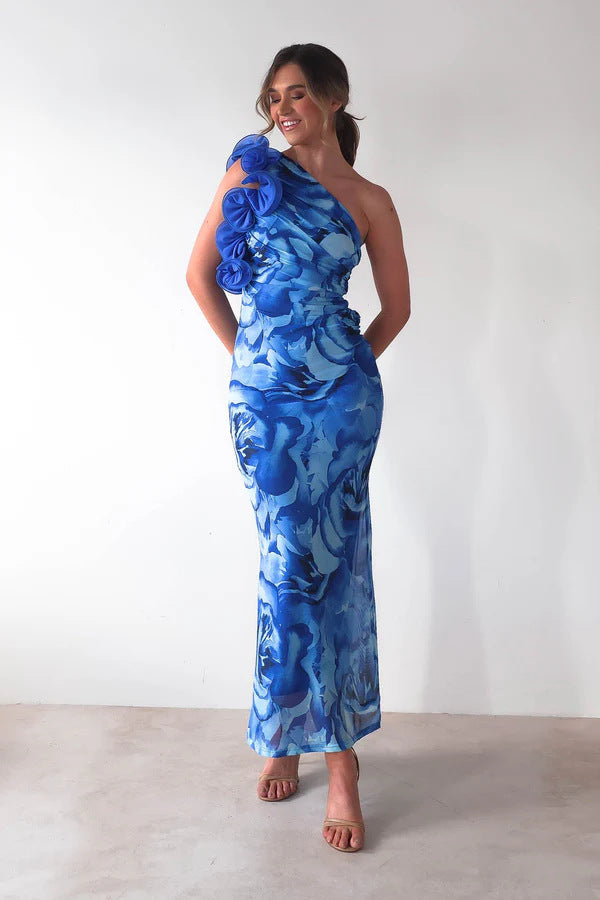 Women Clothing Summer Elegant Slim Sleeveless Three Dimensional Floral Sexy Dress Bella Mia