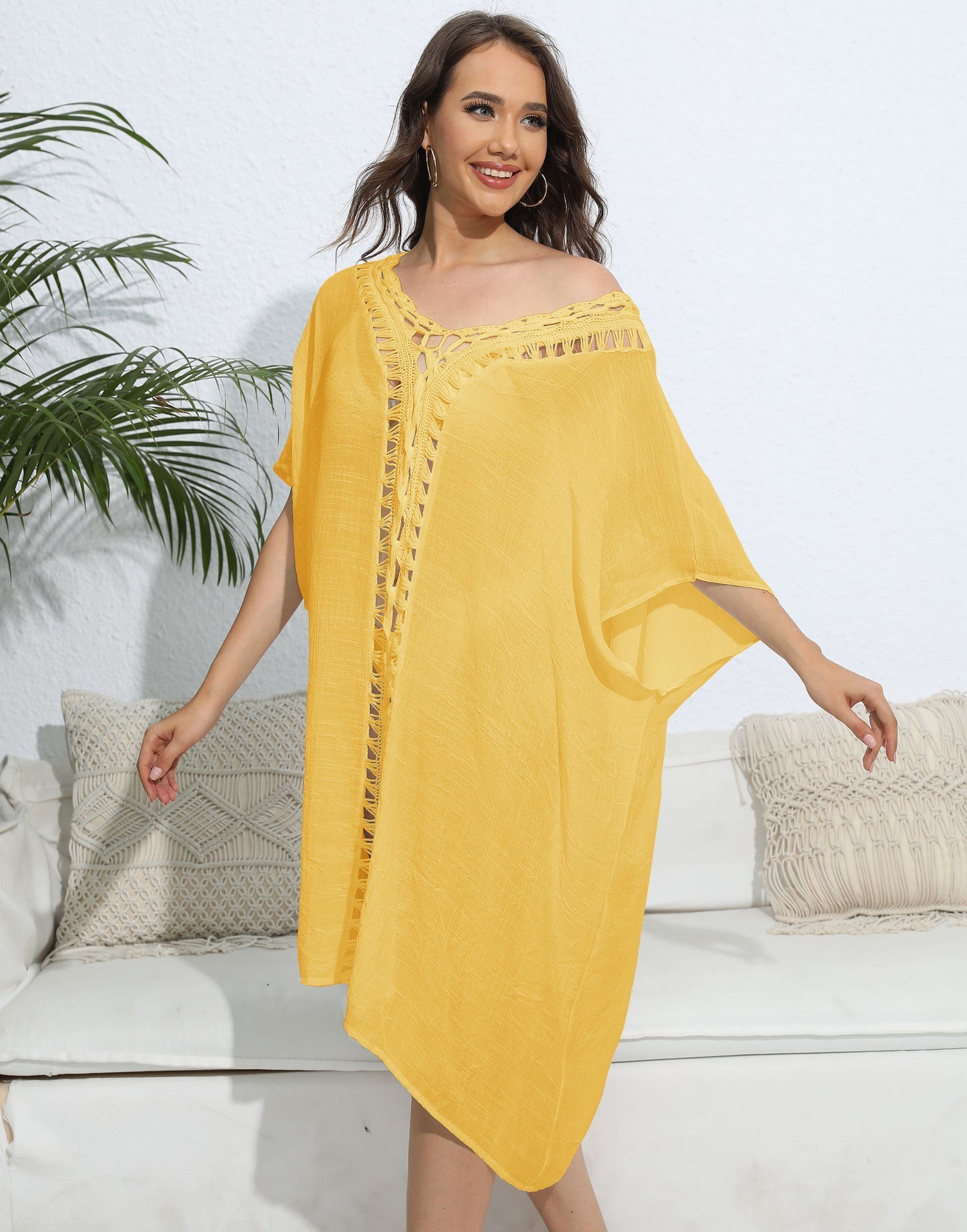 Women Blouse Women Clothing Crochet Stitching Loose Dress Beach Bikini Cover up Bella Mia
