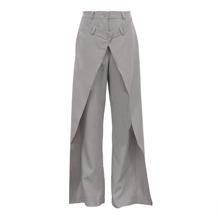 French Minority Design High Waist Trousers Women Clothing Spring Loose Irregular Asymmetric Casual Wide Leg Pants Bella Mia
