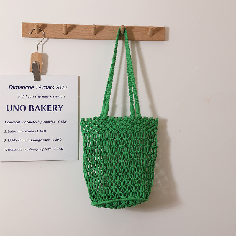 Hollow Out Cutout Shoulder Cotton Thread Woven Bag Lace Straw Bag Vacation Beach Bag Women Bag Bella Mia