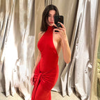 Spring round Neck Tied Dress Women Sexy Backless Tight Dress Bella Mia