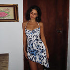 Socialite Elegant Sexy Irregular Asymmetric Leopard Print Halter Dress Women Autumn Bella Mia