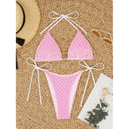 Swimsuit Women Three Point Bikini Sexy Lace Lace up Split Retro Swimsuit