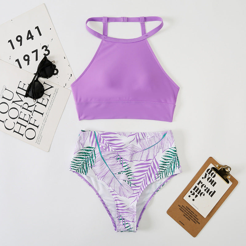 Sexy Women Split High Waist Pockets Bikini Bikini Printing Multicolor Swimsuit Bella Mia