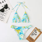 Women Split Sexy Digital Printing Lace up Bikini Swimsuit Swimwear Beach Swimwear Bella Mia