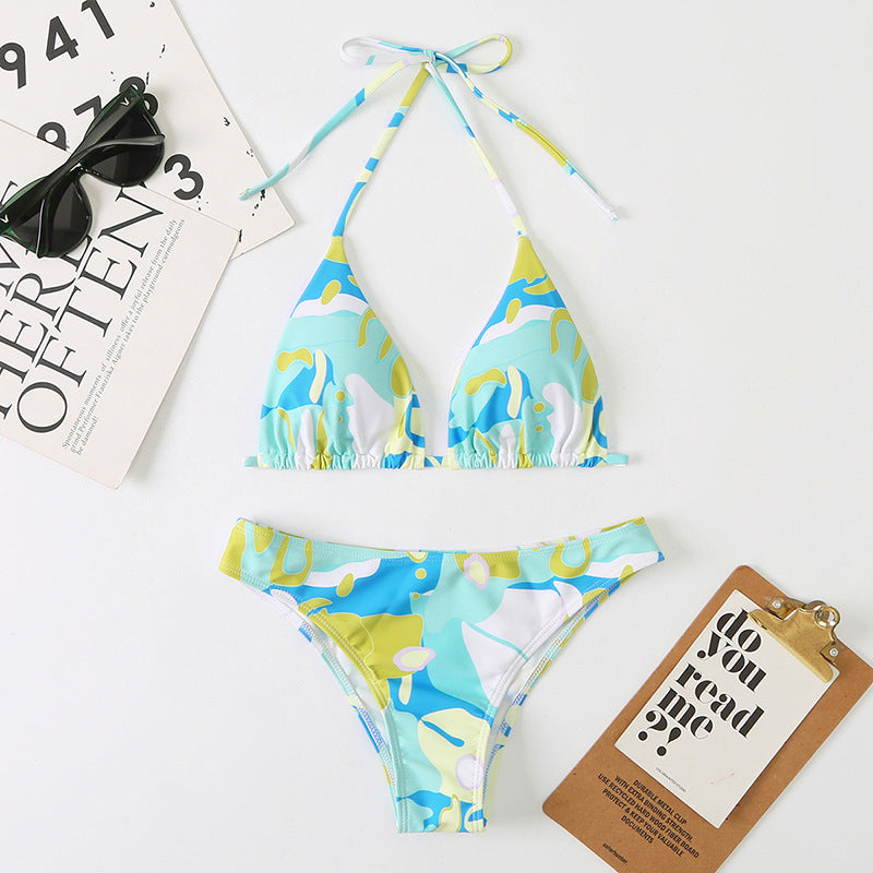Women Split Sexy Digital Printing Lace up Bikini Swimsuit Swimwear Beach Swimwear Bella Mia