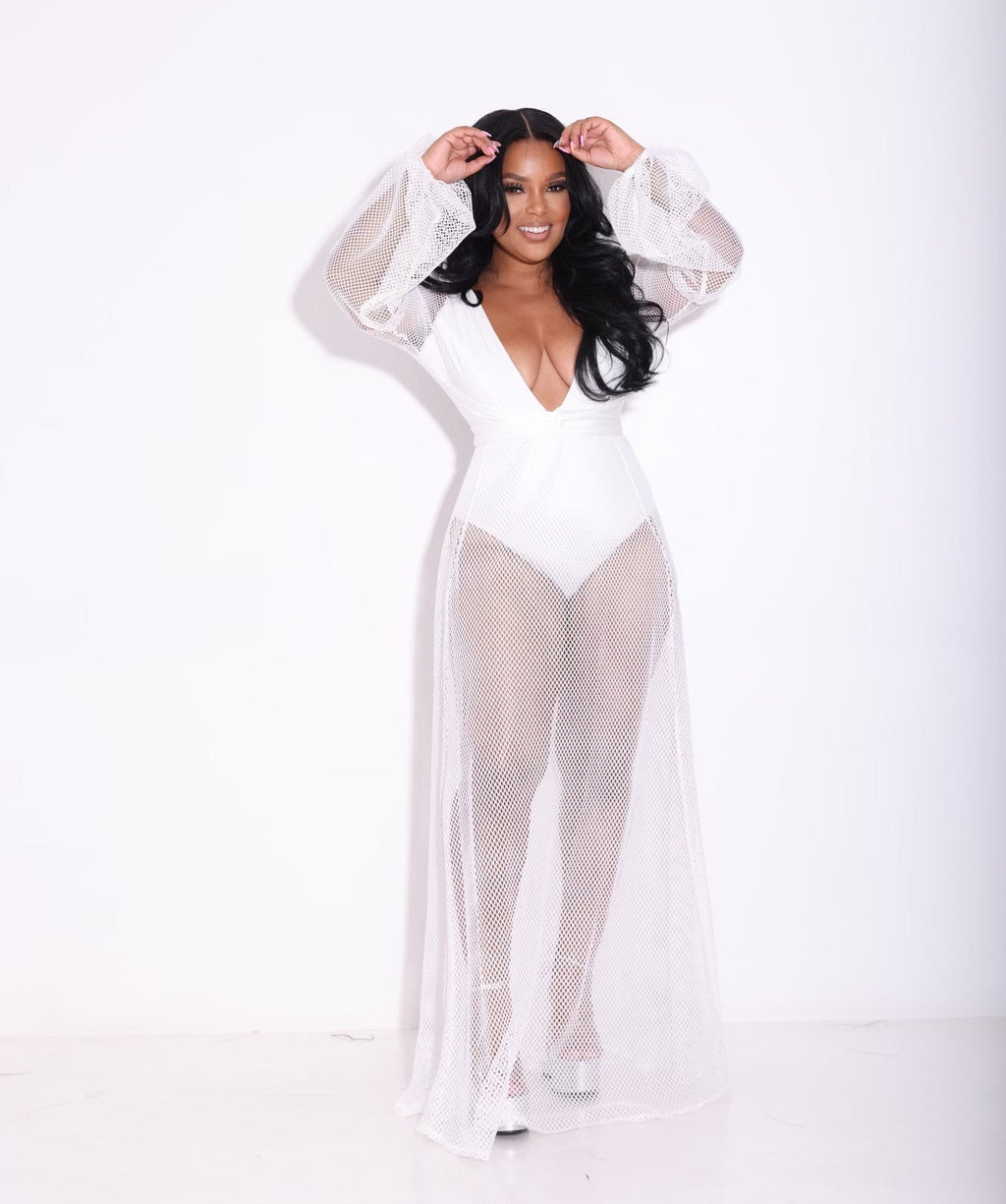 Women Clothing Mesh Jumpsuit Sexy V-neck Swimsuit Jumpsuit Beach Sun Protection Summer Bella Mia