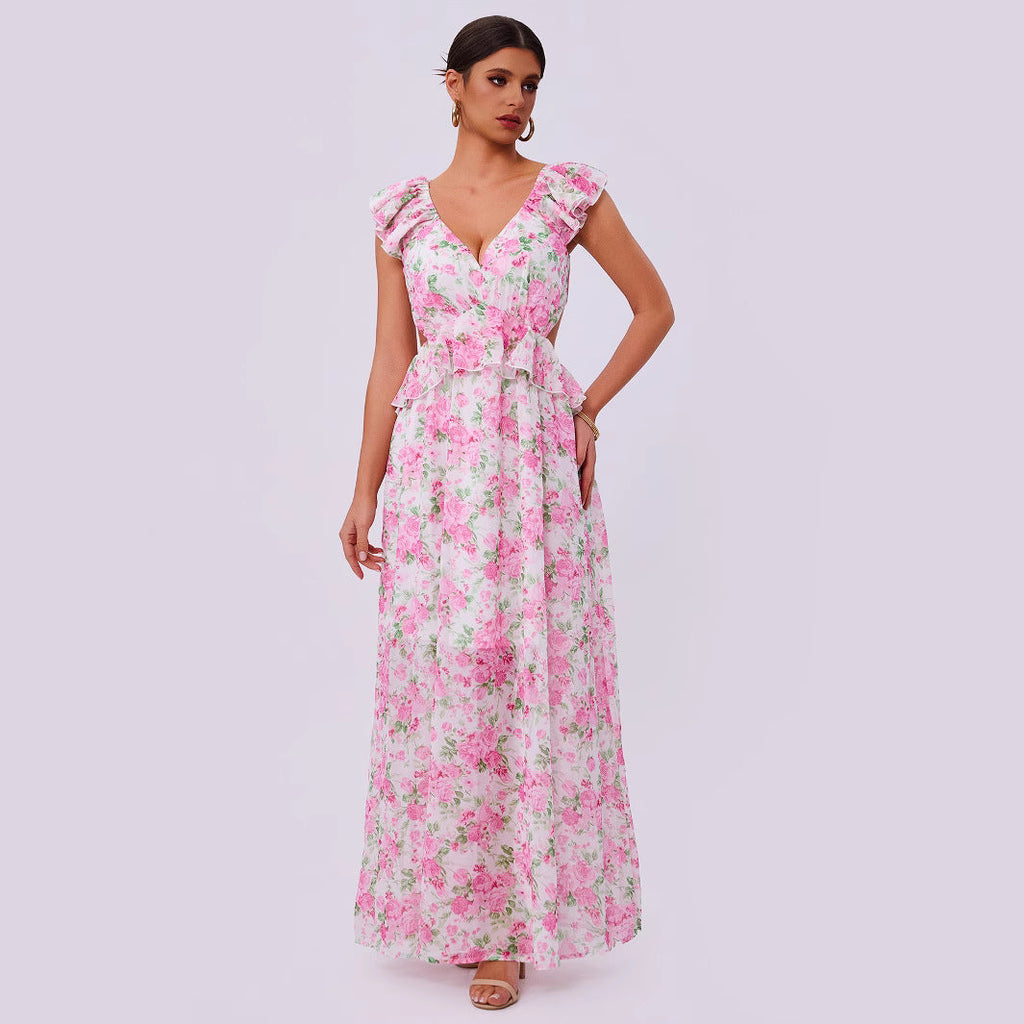 Summer Elegance Women Floral Printed Hem Long Women Clothing Bella Mia