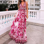Summer Women Sexy Print Halter Mid Length Dress Bella Mia