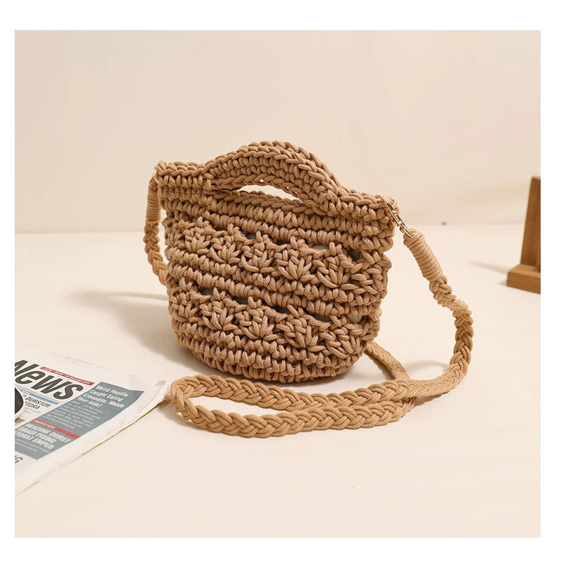 Crossbody Cotton Thread Woven Bag All Matching Hollow Out Cutout Straw Bag Vacation Beach Bag Partysu Women Bag Bella Mia