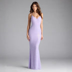 Solid Color Dress Sexy Sling Beads Backless V neck Socialite Dress Bella Mia