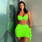 Solid Color Tied Bikini Three Piece Swimsuit Seaside Beach Skirt Swimsuit Women Bella Mia