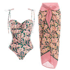 Women Lace up One Piece Women Swimwear French Retro Cover Belly Slimming Swimsuit Chiffon Beach Dress Bella Mia