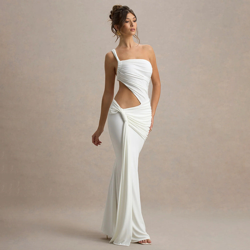 Summer Sexy One Shoulder Backless Tube Top Dress Arrival Women Pleated Dress Bella Mia