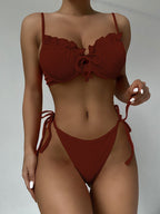 Bikini Solid Color Swimsuit Swimwear Women Underwire Swimsuit Flounce Bikini Bella Mia