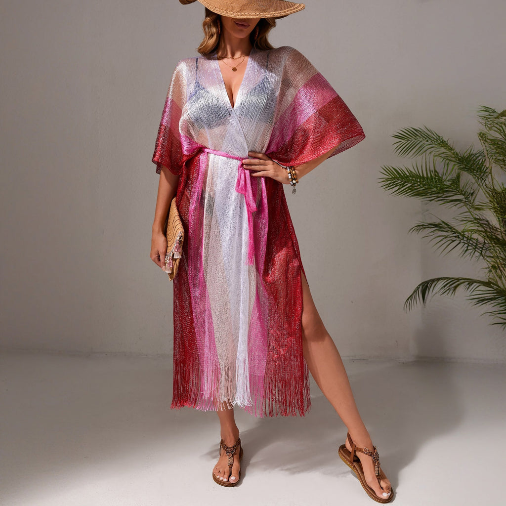 Beach Dress Women Casual Vacation Gradient Bikini Swimsuit Blouse Sun Protective Clothing Cardigan Bella Mia