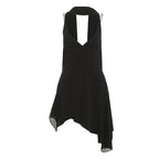 Spring Women Clothing Solid Color Sexy Backless Scarf Collar Slim Fit Slimming Spaghetti Straps Dress Women Bella Mia