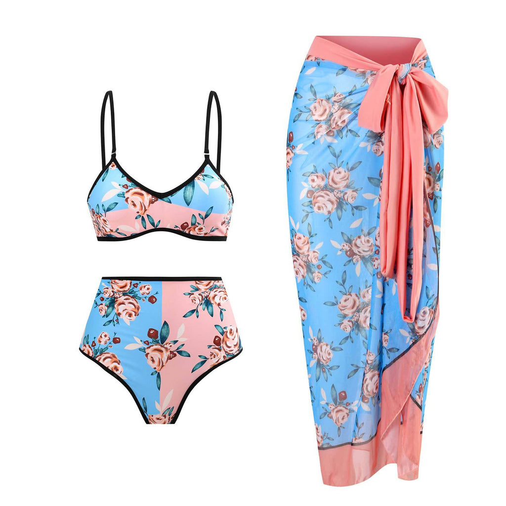 Split Double Sided Three Piece Set Retro Swimsuit Swimsuit Lace up Sand Bella Mia
