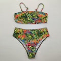 Swimwear Split Sexy Bikini Spaghetti-Strap Floral Print High Waist Swimwear