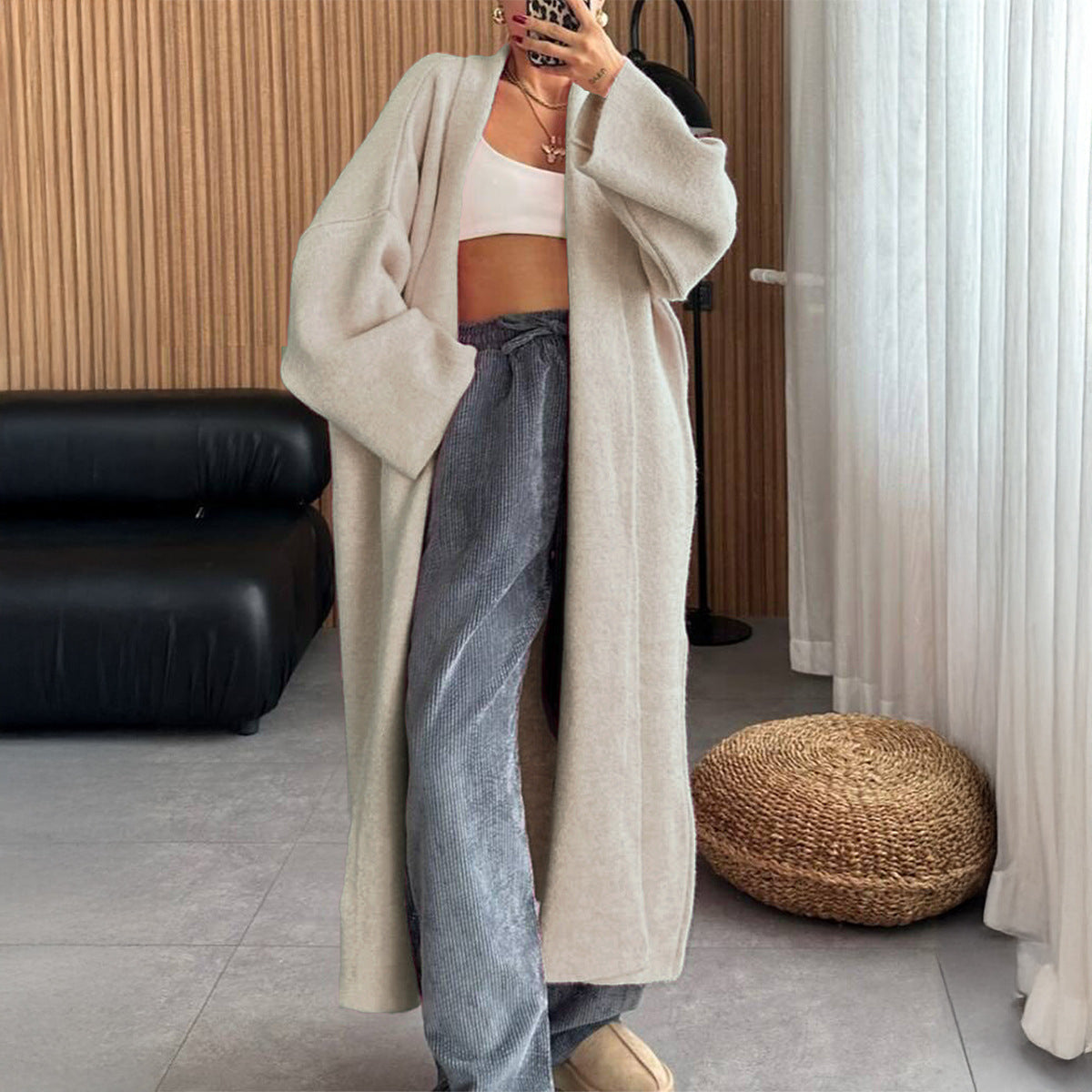 Long Sleeve Wool Overcoat Trench Coat Sweaters Women Clothing Autumn Winter Bella Mia