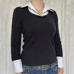 Sexy Faux Two Piece Long Sleeved Sweater Woolen Women Clothing Autumn Bella Mia