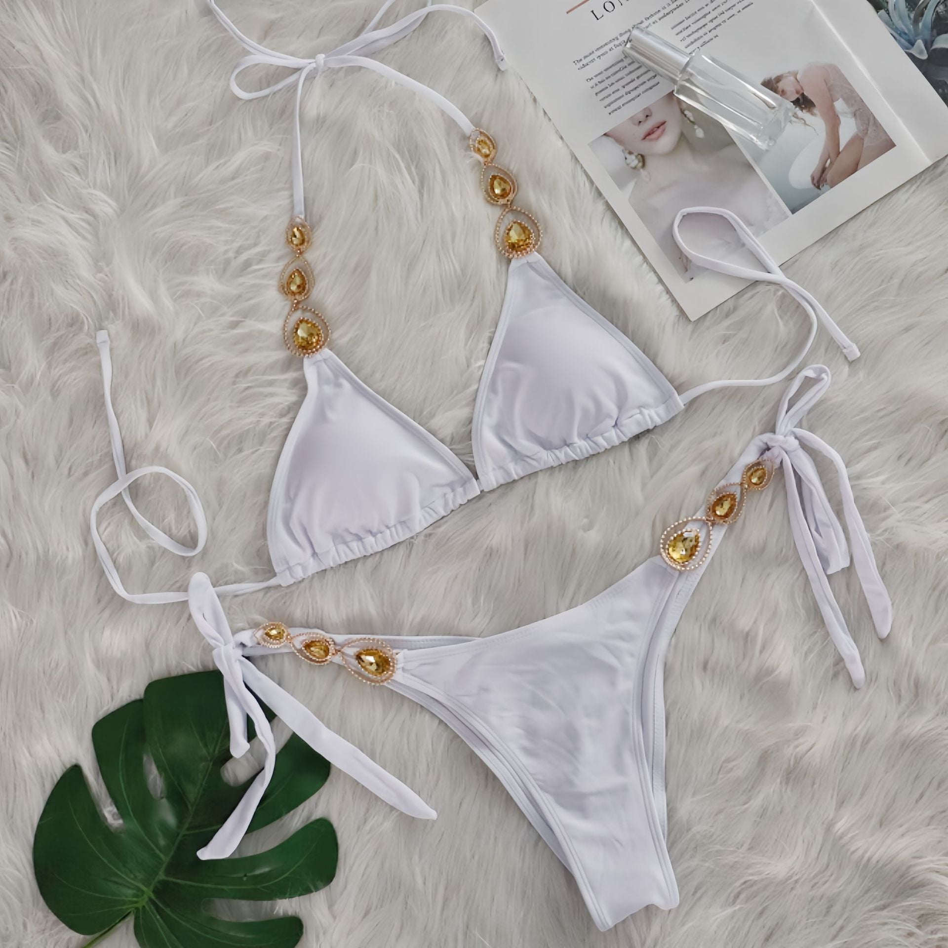 Sexy Bikini Suit Luxury Crystal Diamond Bandage Women Swimsuit Beach Vacation Swimsuit Bella Mia