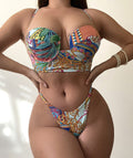 Sexy Tropical Floral Print Hard Cup Bikini Bella Mia