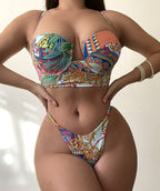 Sexy Tropical Floral Print Hard Cup Bikini Bella Mia