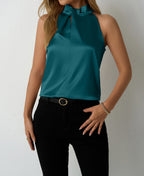 Women Clothing Spring Summer Satin Vest Spring Summer V neck Casual Spaghetti Strap Camisole Top Bella Mia