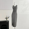Women Clothing Summer Sexy round Neck Slim Fit Backless Tight Waist Sheath Dress Bella Mia