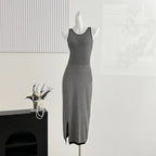 Women Clothing Summer Sexy round Neck Slim Fit Backless Tight Waist Sheath Dress Bella Mia