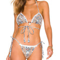 Lace up Split Swimsuit Women Sexy Backless Ribbon Stitching Lace Bikini Bella Mia