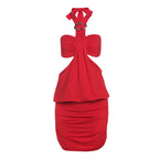 Women Clothing Summer Sexy Elegant Halter Lace up Backless Slim Fit Sheath Pleated Dress Women Bella Mia