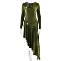 Autumn Winter Graceful Fashionable Women Slim Dress Sexy Pleated Irregular Asymmetric Maxi Dress Bella Mia