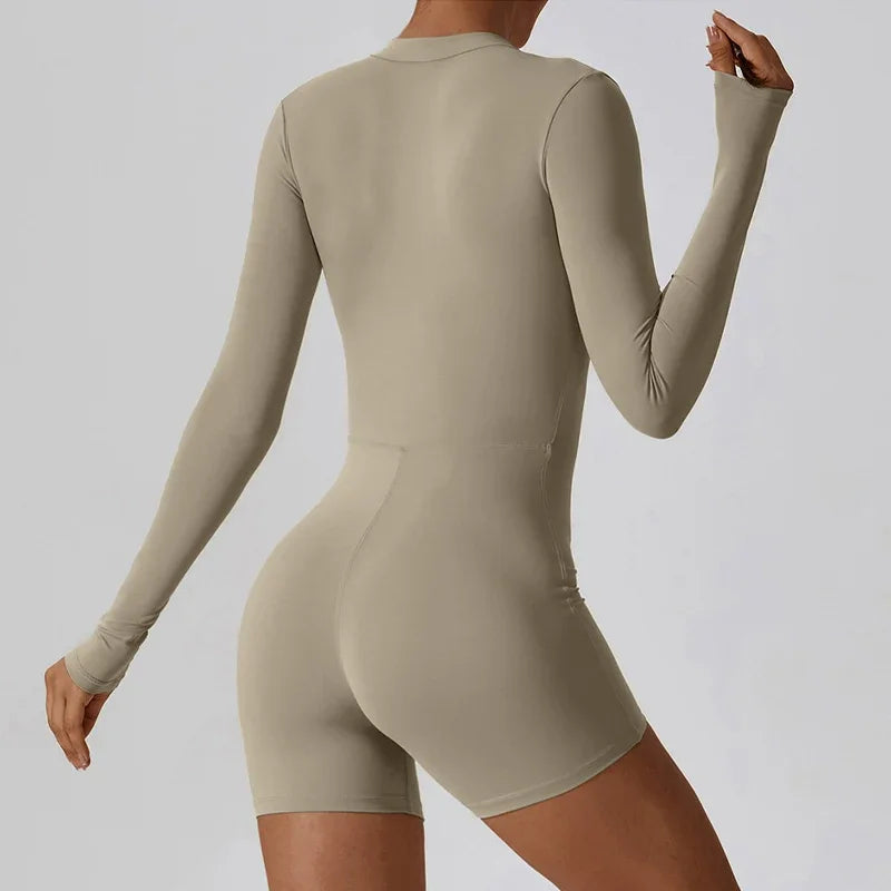 Zip Long Sleeve Yoga Jumpsuit LUXLIFE BRANDS