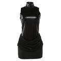 Spring Women Sexy Faux Leather Stitching Ruffle Slim Turtleneck Dress Bella Mia