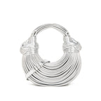 Hand Woven Faux Leather Portable Crescent Women Bag Knotted Noodles Bag Hand Carrying Cloud Underarm Bag Bella Mia