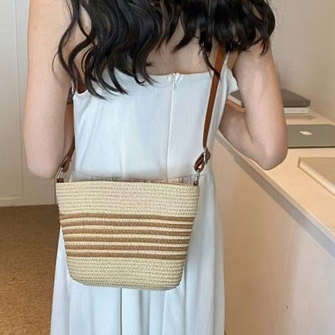 Stripe Straw Bag Fresh Simple Straw Bag Woven Bag Vacation Beach Bag Women Bag Bella Mia