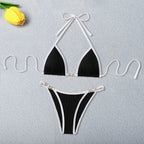 Split Two Piece Set Bikini Women Lace up Backless Simple Swimsuit Bella Mia