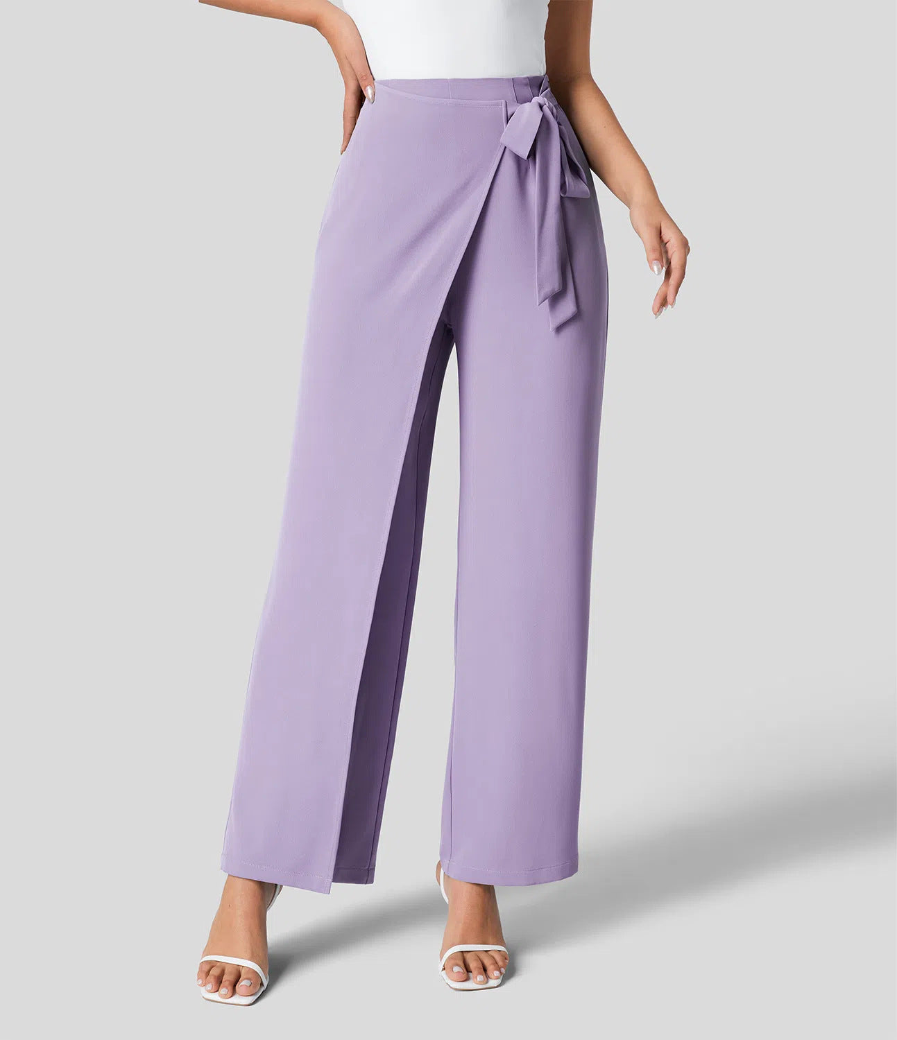Workwear Women Work Pant Casual Texture Wide Leg Professional Trousers Belt Pants Bella Mia