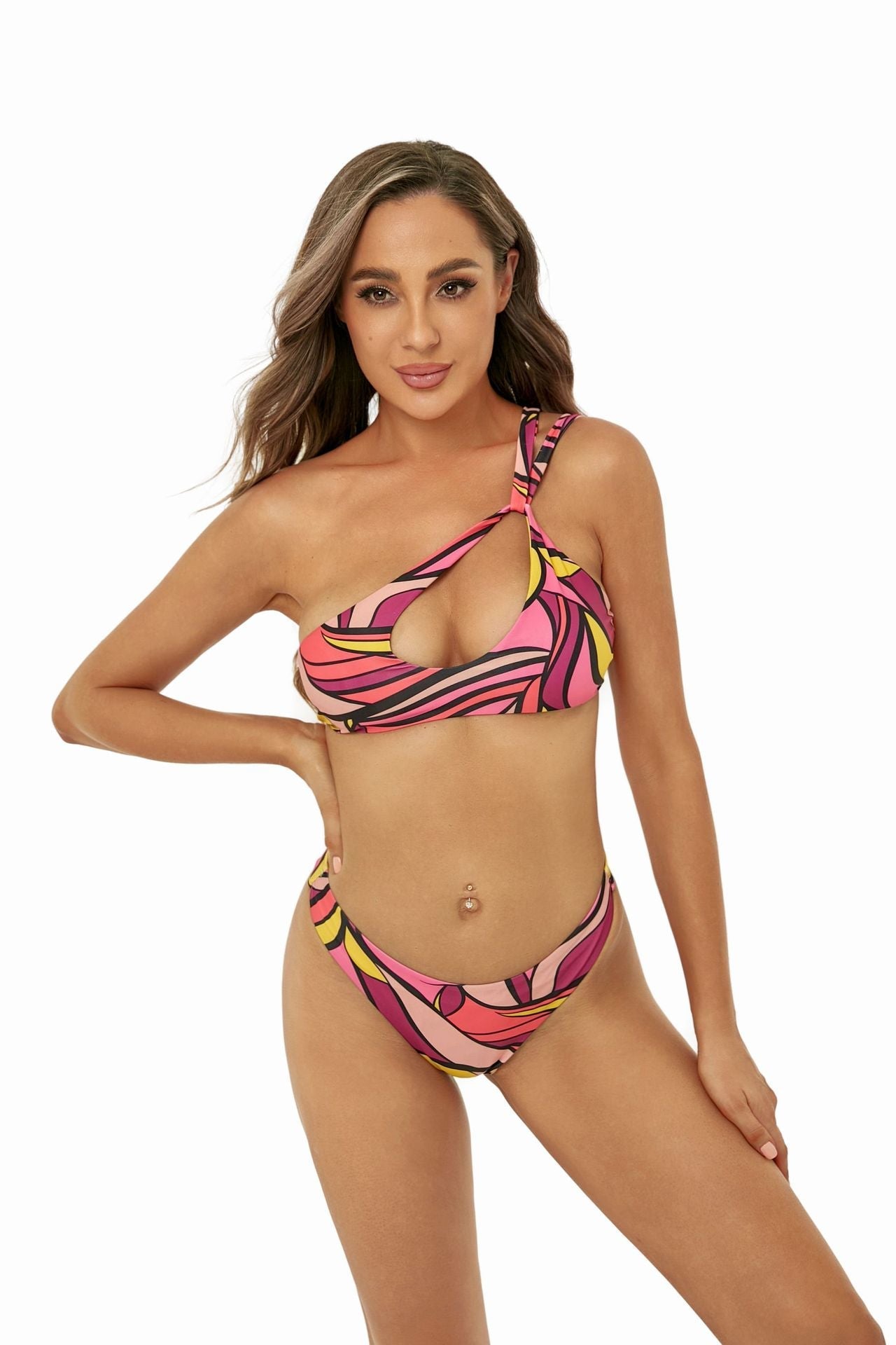 Swimsuit One Shoulder Women Printed Split Swimsuit Bikini Sexy Halter Bikini Bella Mia